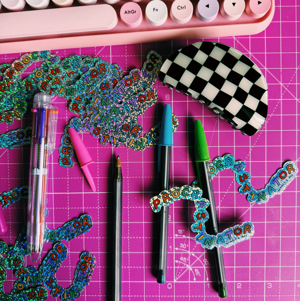 “Procrastinator” glitter sticker - Afroditi's Art