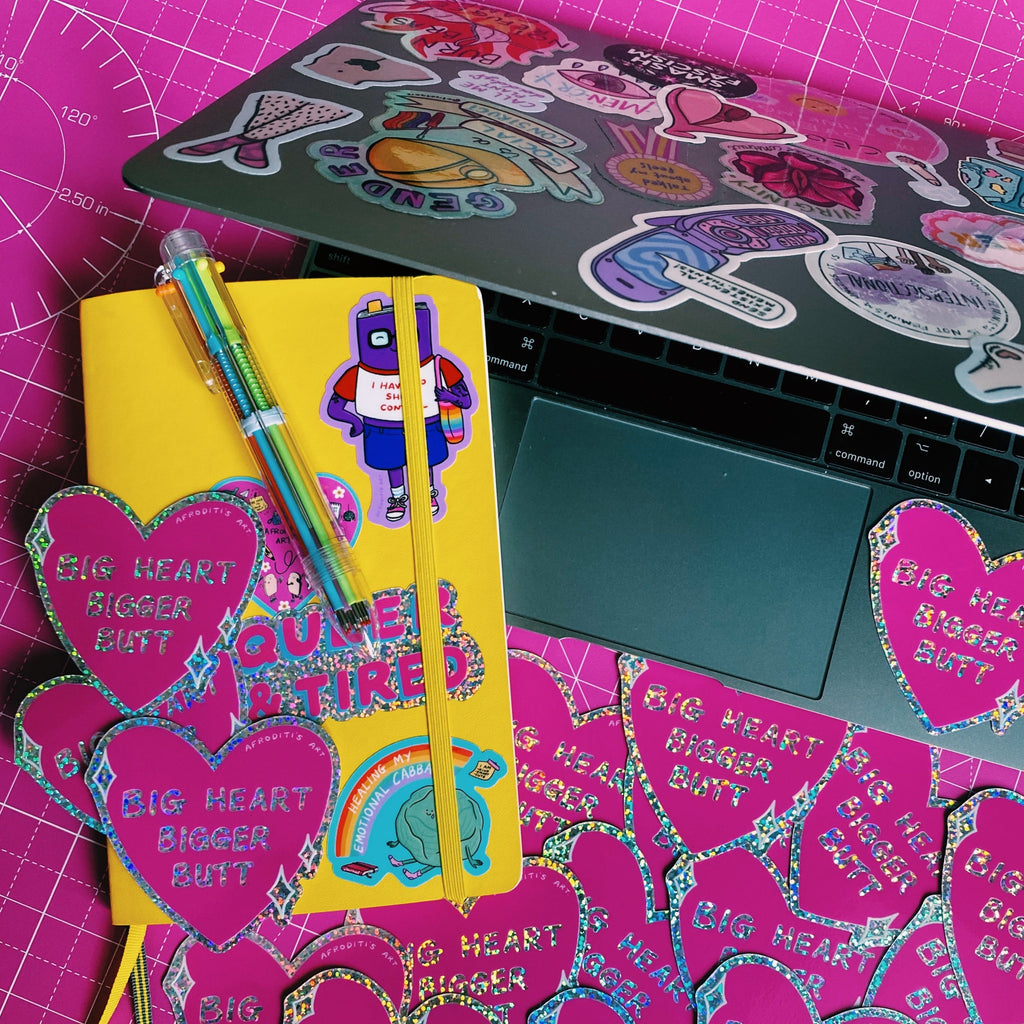 “Big Heart Bigger Butt” diecut sticker - Afroditi's Art