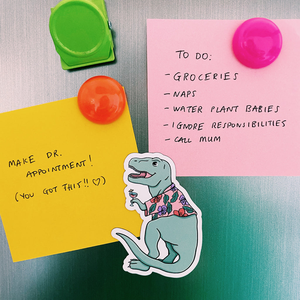 “Party Dino” magnet - Afroditi's Art