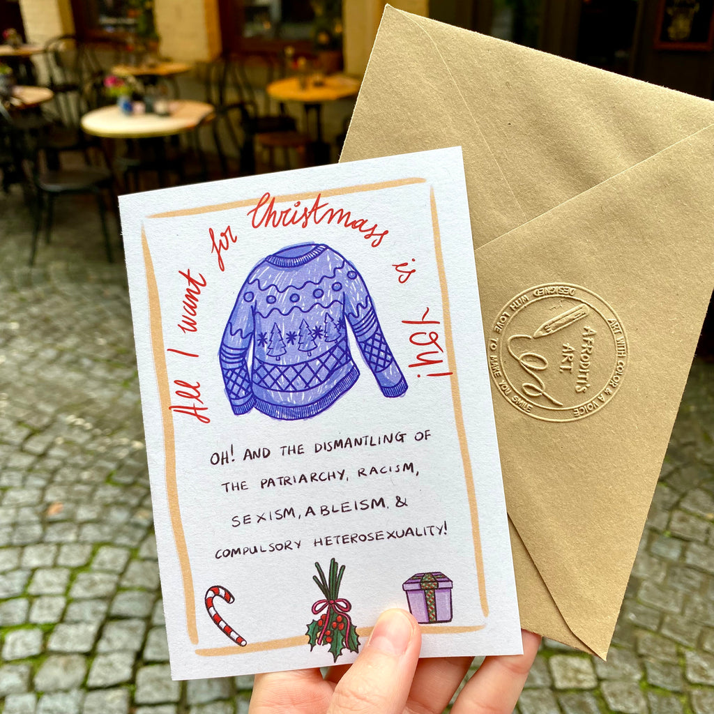 “All I Want For Christmas” greeting card - Afroditi's Art