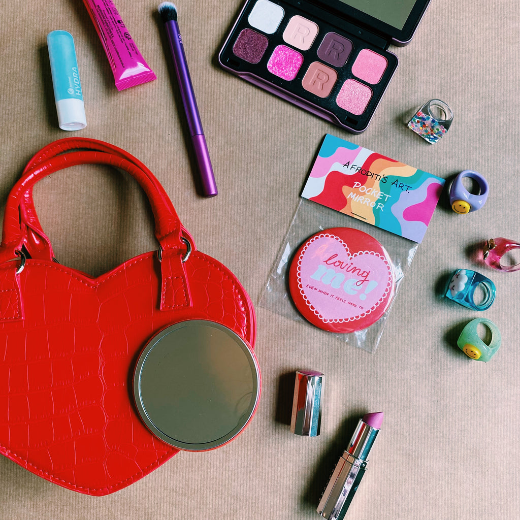 “Loving Me” pocket mirror - Afroditi's Art