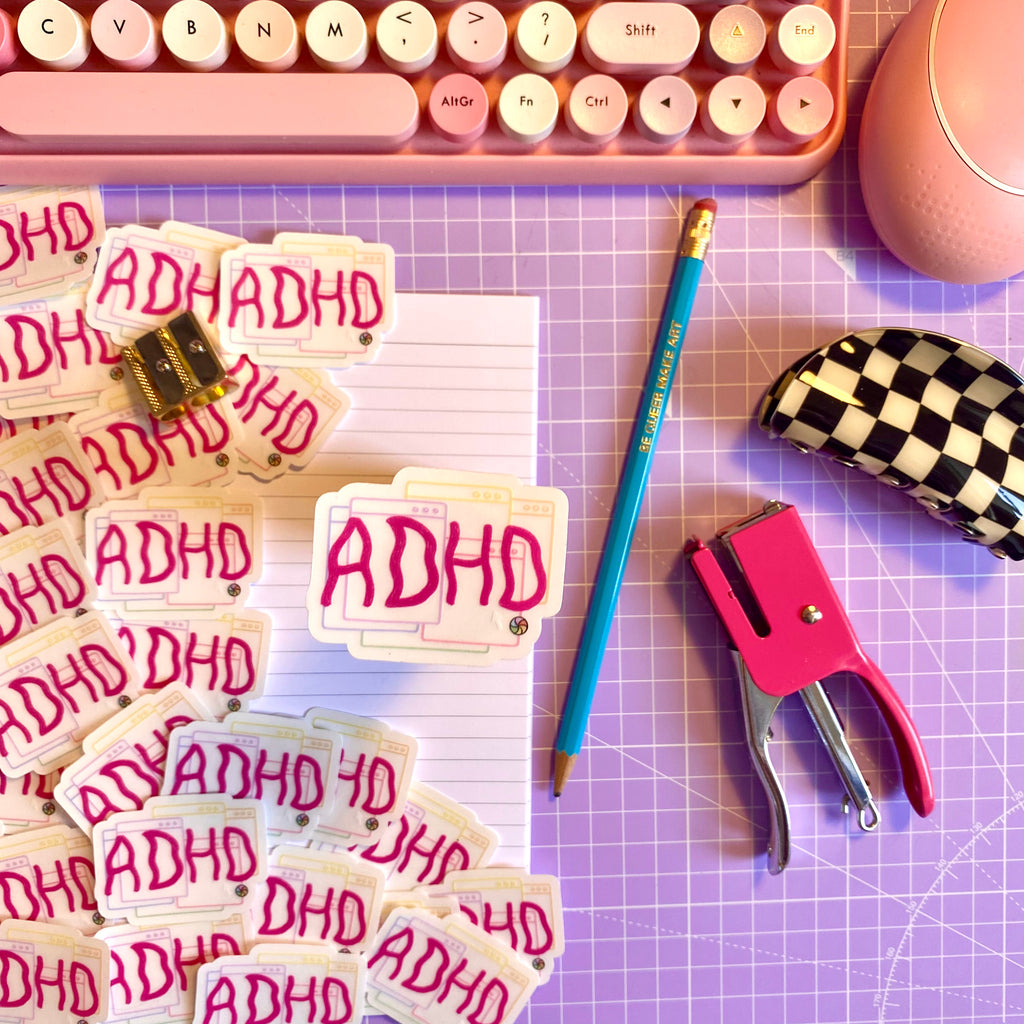 “ADHD” diecut sticker - Afroditi's Art