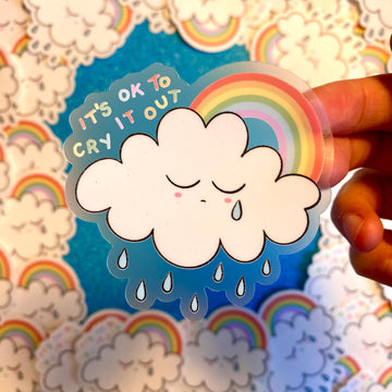 “It’s Okay To Cry” diecut sticker - Afroditi's Art
