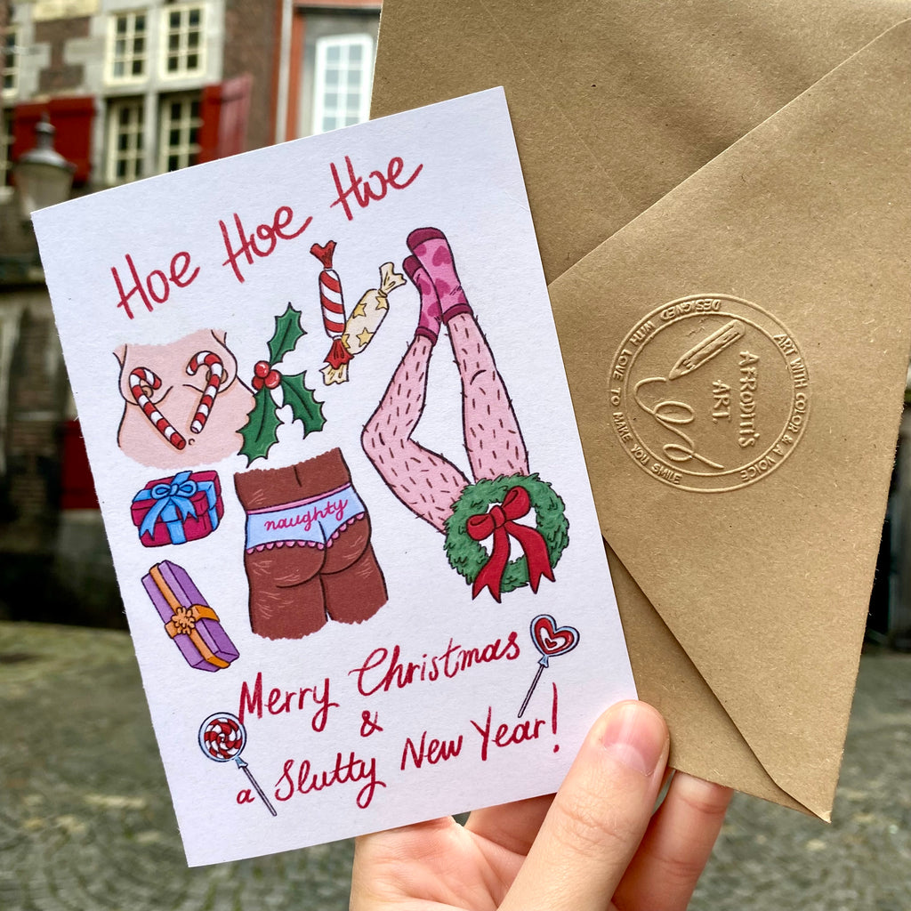 “Hoe Hoe Hoe” greeting card - Afroditi's Art