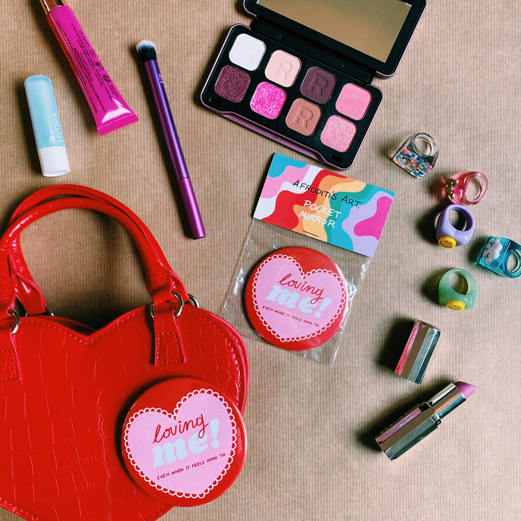 “Loving Me” pocket mirror - Afroditi's Art