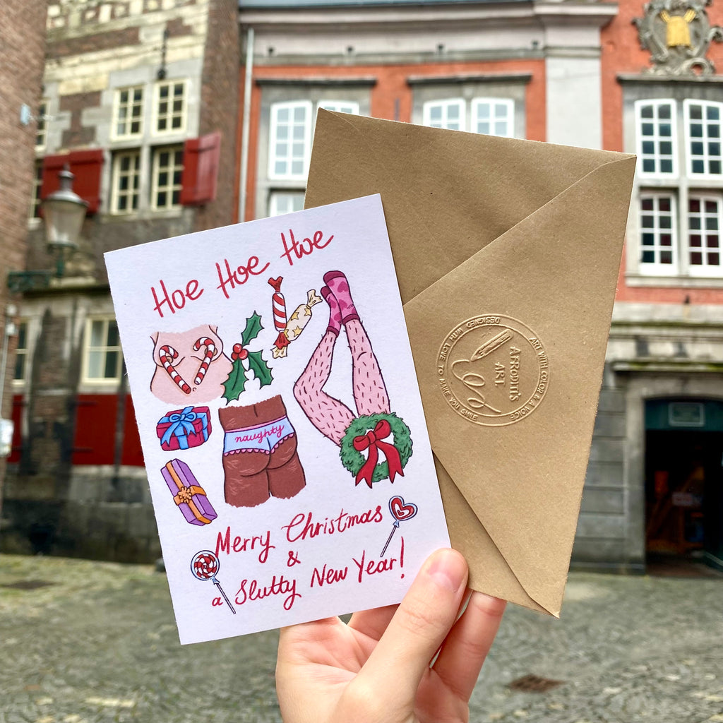 “Hoe Hoe Hoe” greeting card - Afroditi's Art