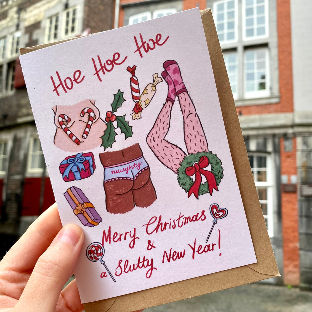 “Hoe Hoe Hoe” greeting card - Afroditi's Art