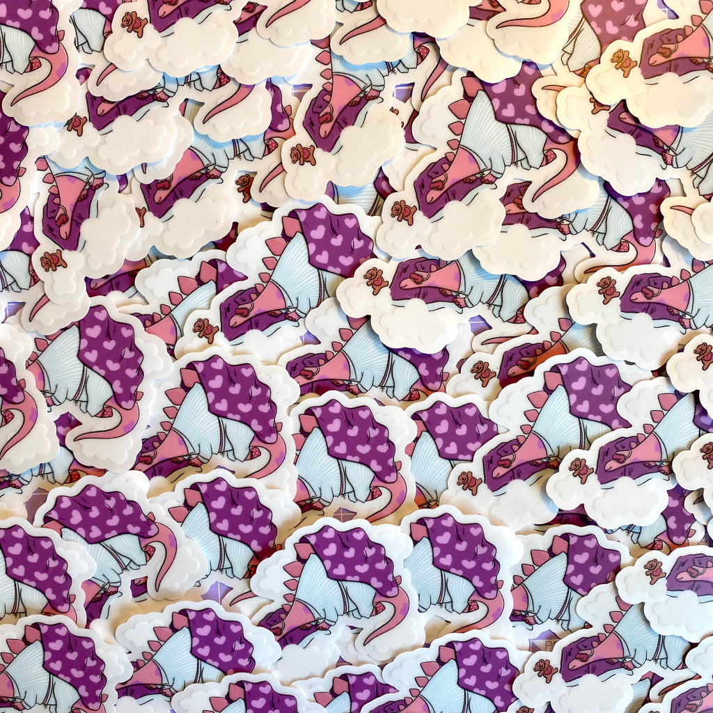“Sleepy Dino” diecut sticker - Afroditi's Art